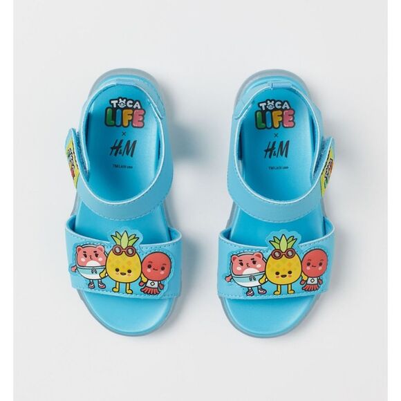 H&M Unisex Boys Girls Toca Life Blue Multicolor Light Up Sandals Size 11 - Picture 1 of 16
